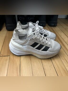 adidas Cream Mesh Sneakers with Black Three Stripes
